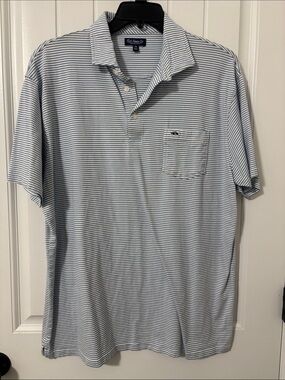 Fish Hippie Thin Blue & White Striped Pocket Polo